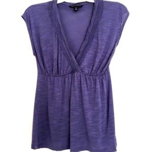 Banana Republic Shirt Purple Ruched Ribbed Empire